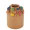 10" Brown with Multicolor Mushrooms & White Speckles Wide Ceramic Decorative Vase